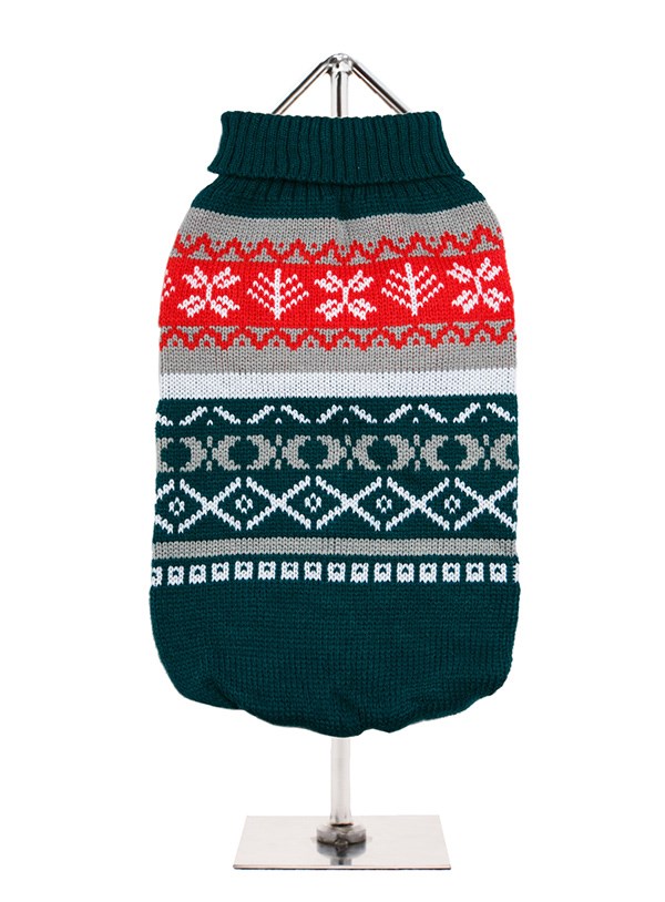 Green Fair Isle Vintage - Strikket Hundegenser