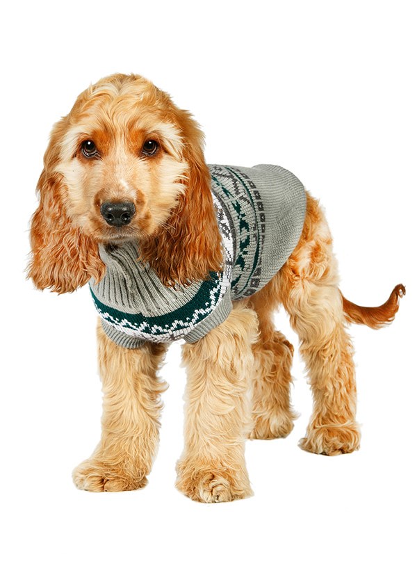 Grey Fair Isle Vintage Sweater - Strikket Hundegenser