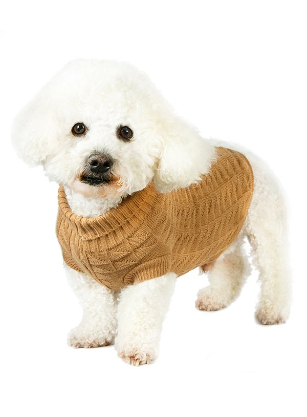 Brown Waffle Textured Strikket Hundegenser