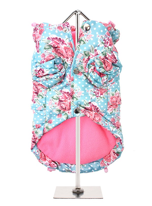 Vintage Rose Quilted Floral Hundejakke