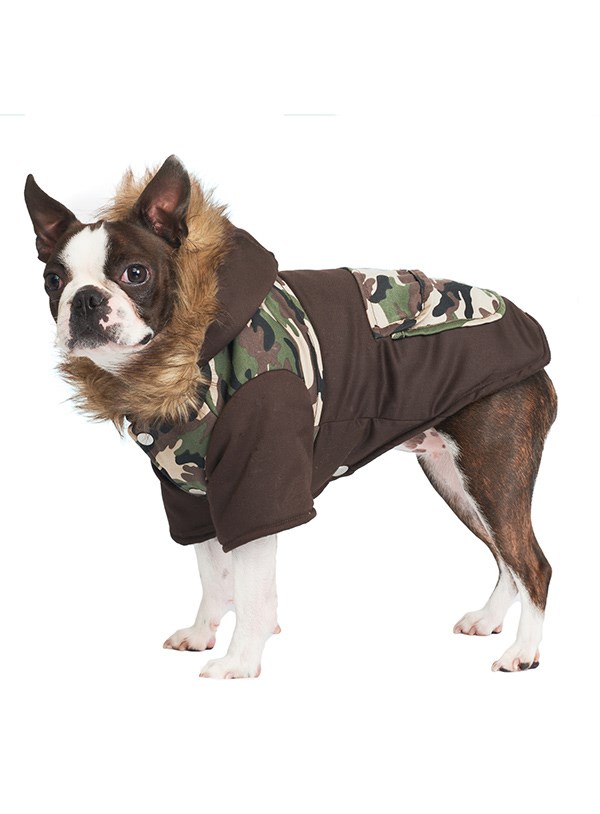 Two-Tone Camouflage Quilted Parka Hundejakke