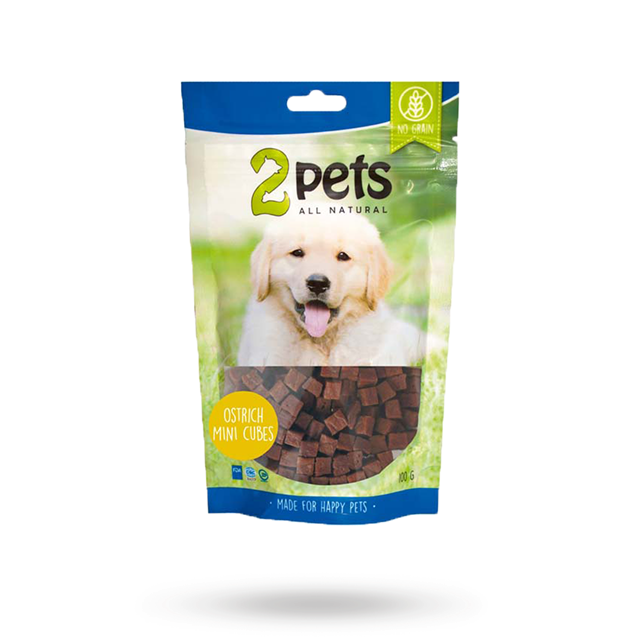 2pets Ostrich MiniCubes 100g
