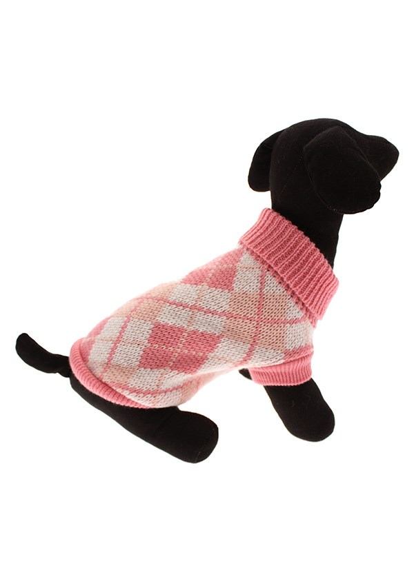 Pink Argyle - Strikket Hundegenser