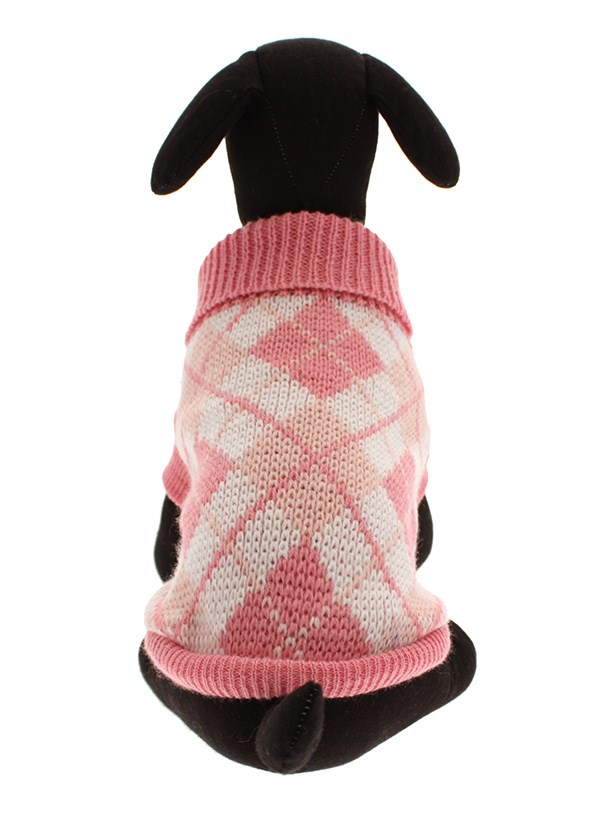 Pink Argyle - Strikket Hundegenser
