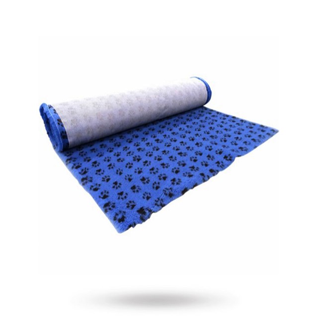 Companion ProFleece Hundeteppe - Blå/Sort Med Poter 100x75 cm