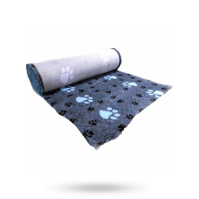 Companion ProFleece Hundeteppe - Blå/Sort Med Poter 100x75 cm