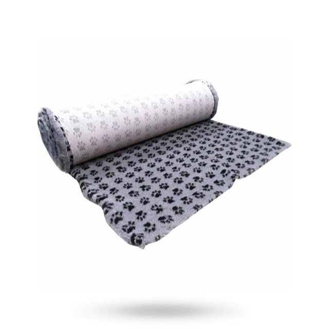 Companion ProFleece Hundeteppe - Lys Grå/Sort Med Poter 100x75 cm