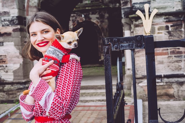 Red Fair Isle Vintage Sweater - Strikket Hundegenser