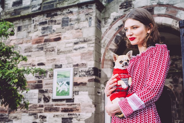 Red Fair Isle Vintage Sweater - Strikket Hundegenser