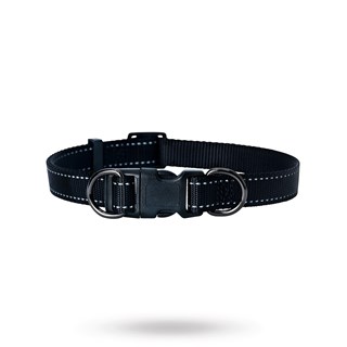 Dogman Nylonhalsbånd Iris Justerbart - Svart