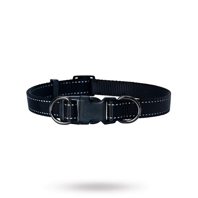 Dogman Nylonhalsbånd Iris justerbart - Svart