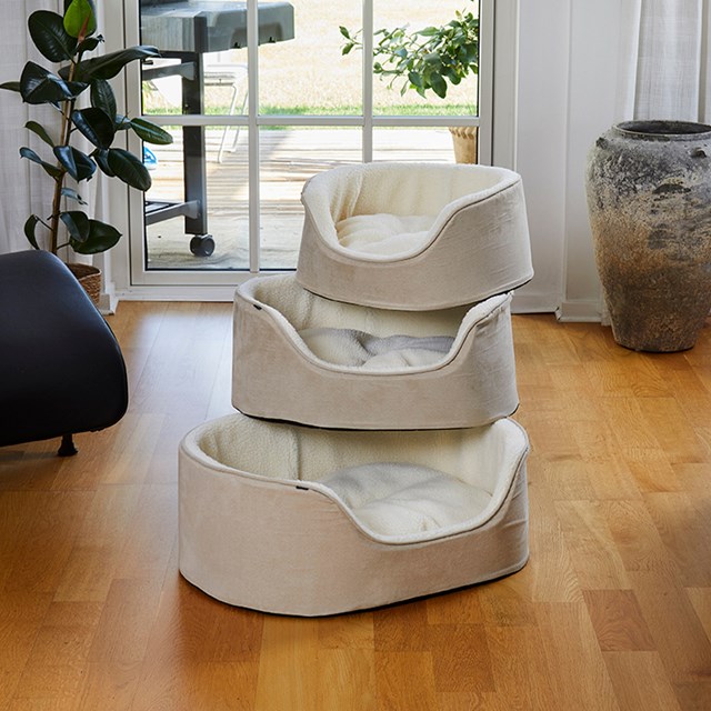 Dogman Sherpa Hundeseng Høy Kant Beige