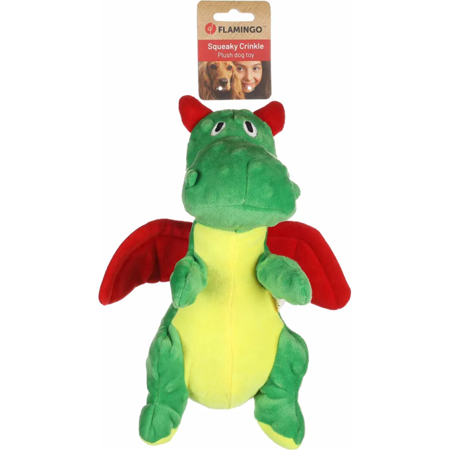 Drage Grønn Hundeleke – med knitrelyd og pip