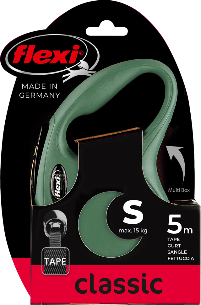 Flexi New Classic Kobbel Med Bånd 5 m - Olivgrønn