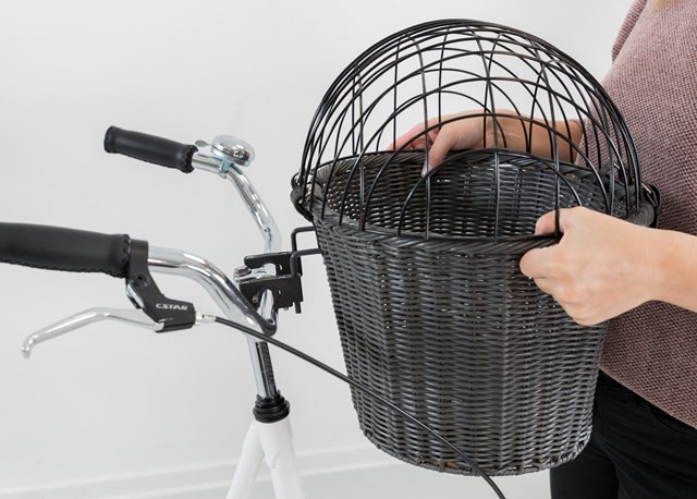 Sykkelkurv Til Styret med Gitter - Grå Rotting Max 5kg