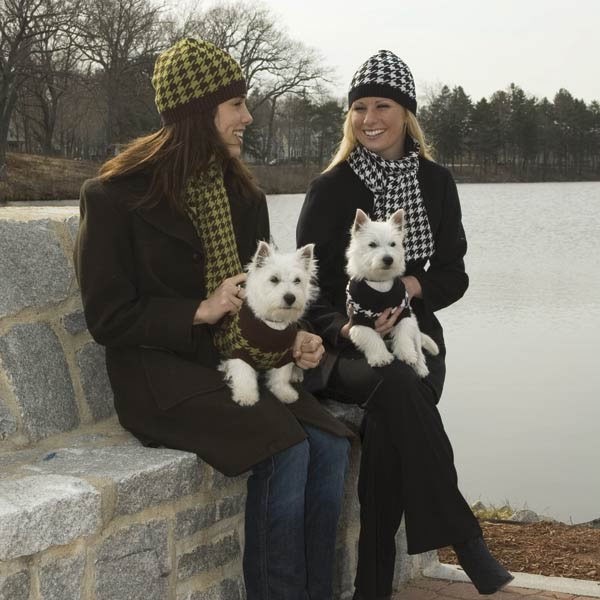 ESC Oxford Houndstooth Hat and Scarf Matchende Sett - Grønn/Brun