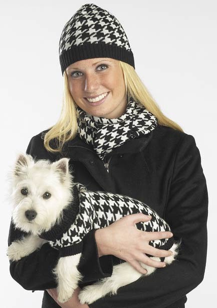ESC Oxford Houndstooth Hat and Scarf Matchende Sett - Grønn/Brun