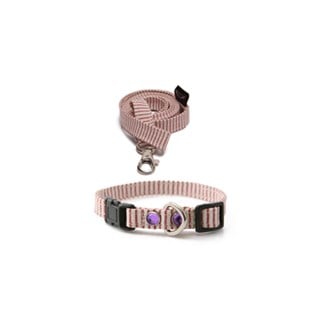 Original Stripete Halsbånd + Kobbel Rød