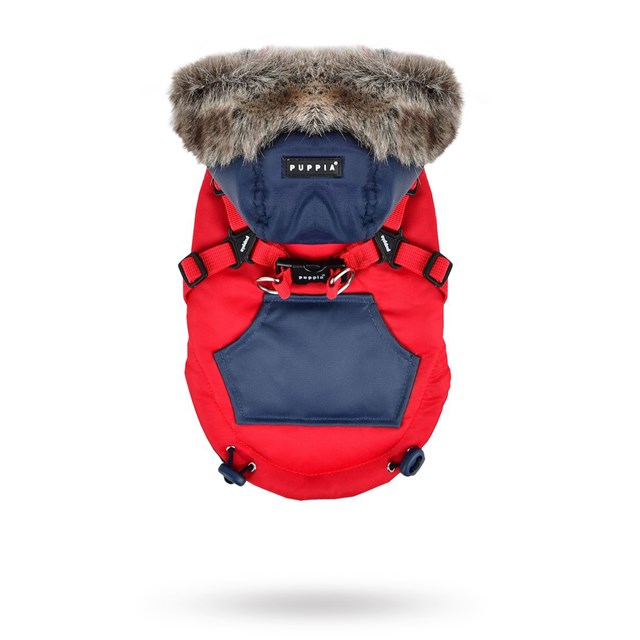 Orson Red/Navy - Hundedekken med Lue og Integrert Sele