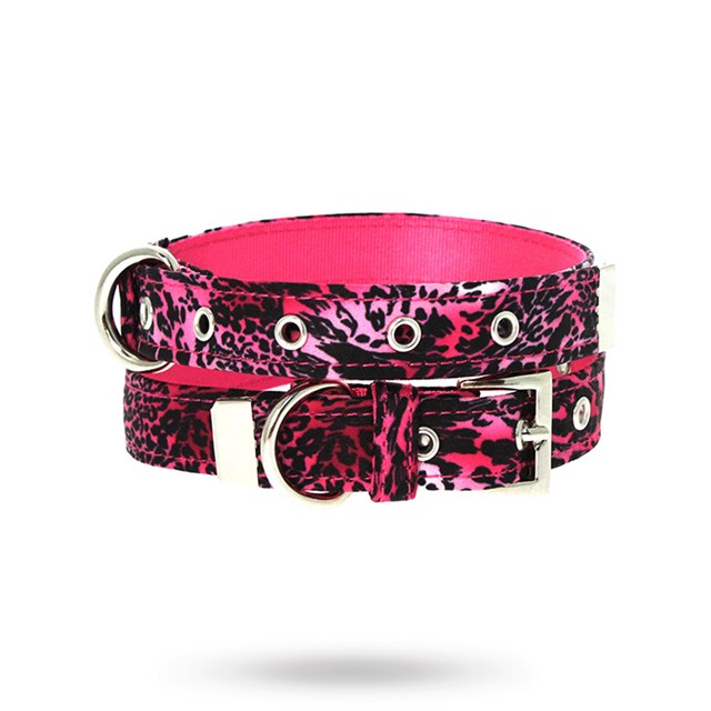 Pink Leopard Print Fabric Collar