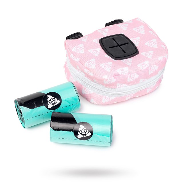 Rosa Emoji - Hundeposeholder med hundeposer