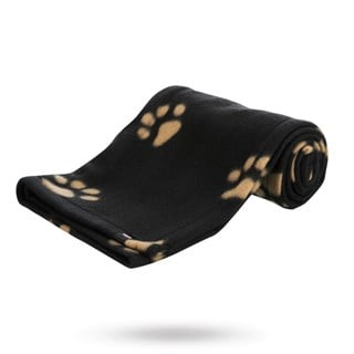 Trixie Barney Fleece Teppe - Svart Med Poter 100x70 Cm