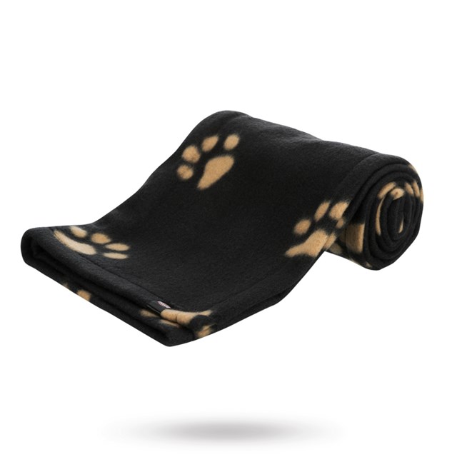 Trixie Barney Fleece Teppe - Svart Med Poter 100x70 cm