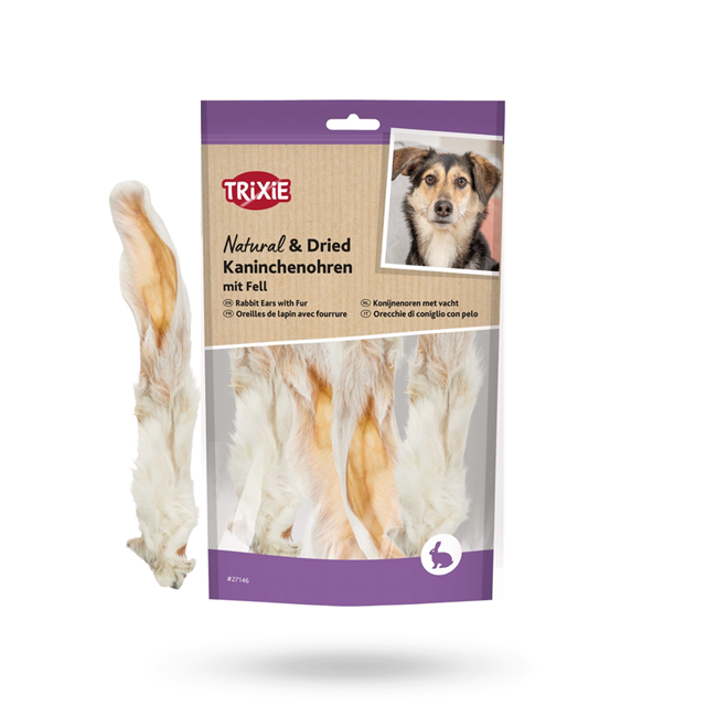 Trixie Kaninører med pels 100g