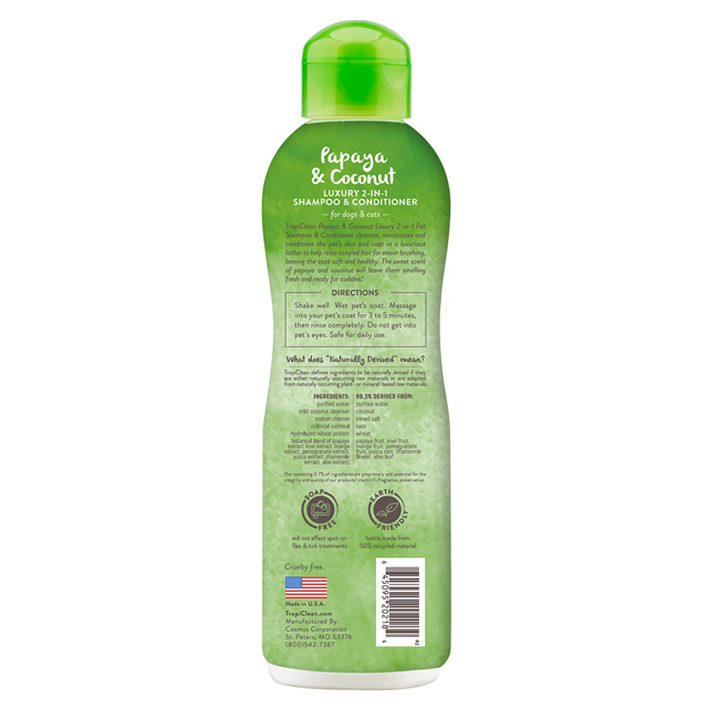 Tropiclean Papaya & Coconut Luxury Sjampo & Balsam 2in1 355 ml