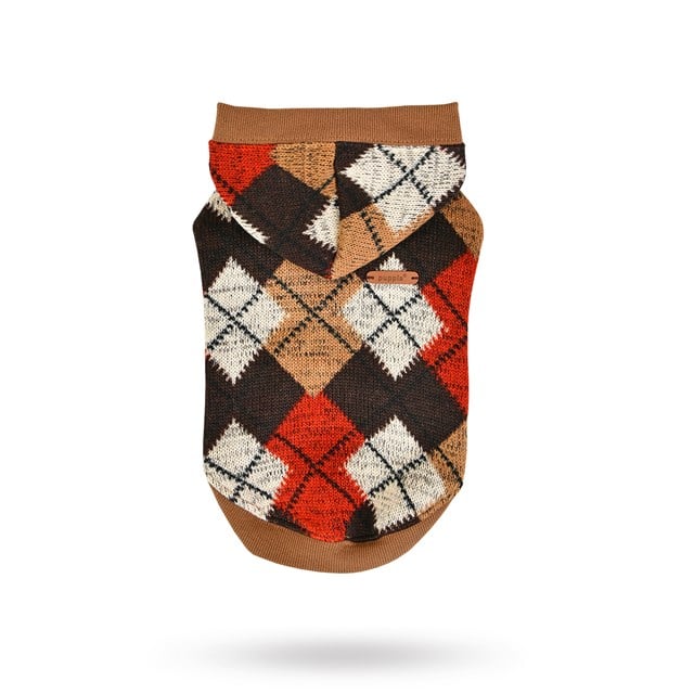 Jolly Beige - Strikket Hundegenser med Lue - Large