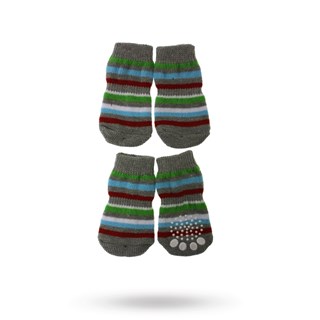 Grey & Stripey - Hundesokker Med Antiskli