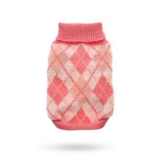 Pink Argyle - Strikket Hundegenser