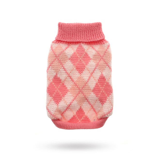 Pink Argyle - Strikket Hundegenser