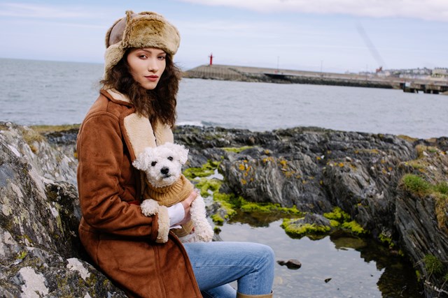 Brown Waffle Textured Strikket Hundegenser